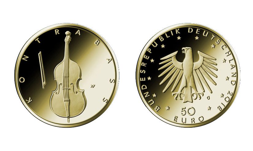 Kontrabass-Euromünze in Gold