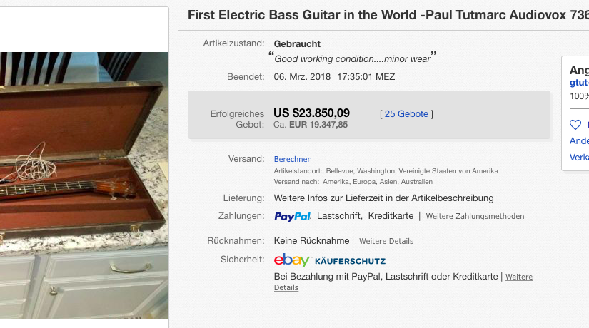 E-Bass von 1936 auf Ebay